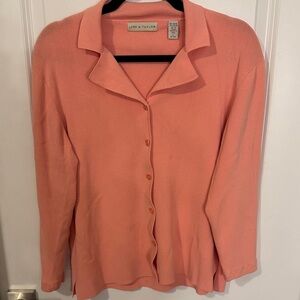 Lord & Taylor Peach Button-Up Cardigan